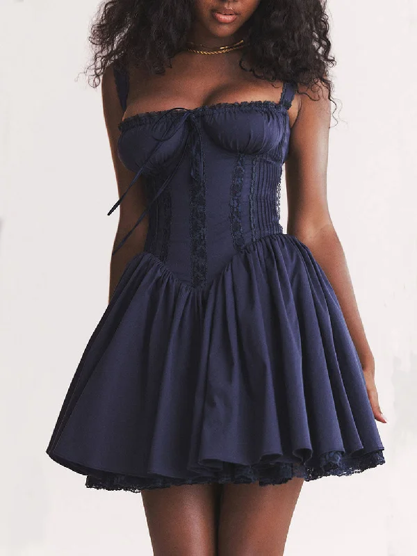 Runway Inspired Wear French Navy Stylish Corset Mini Dress