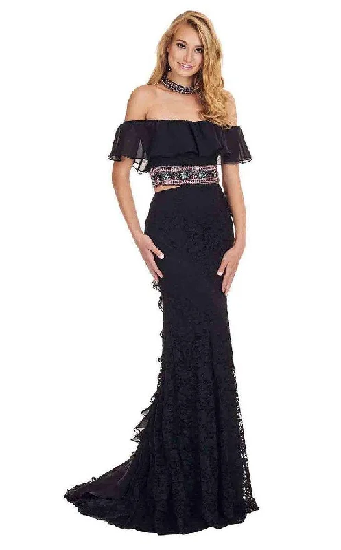 Holiday Discount Rachel Allan Prom Long Off Shoulder Lace Dress 6563