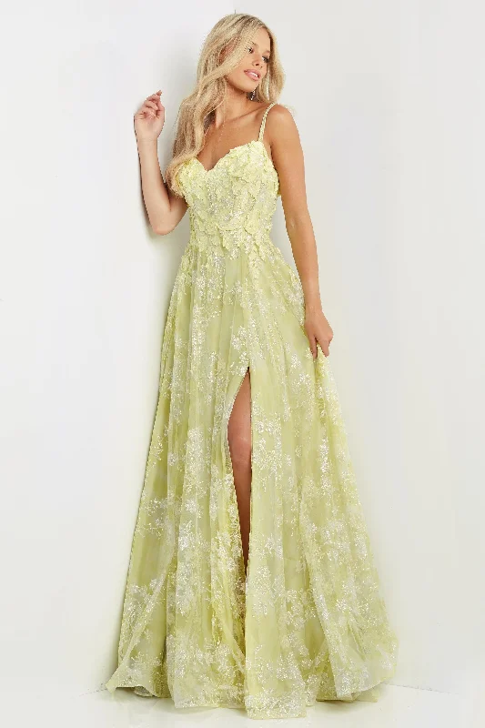 Casual Chic Jovani 08416 Floral Bodice Prom Long Dress