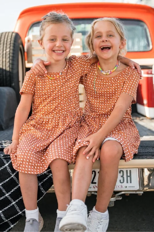 Limited Stock, Big Discounts Youth-Girls Dress-Texas Orange and White