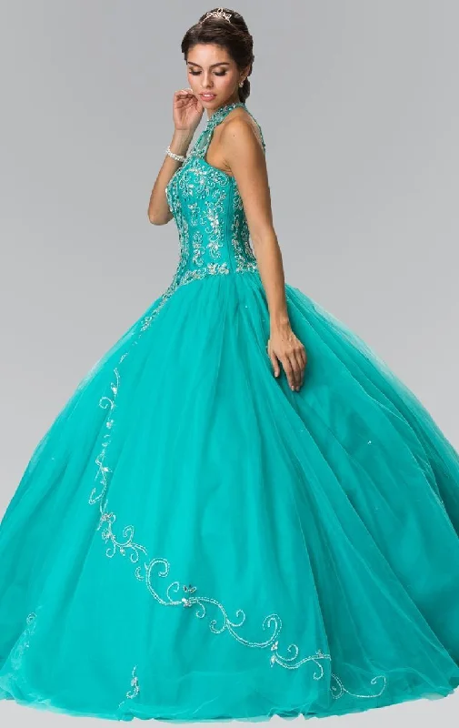 Chic Casual Wardrobe Essentials Elizabeth K - GL2348 Bead Embellished Halter Neck Tulle Ballgown