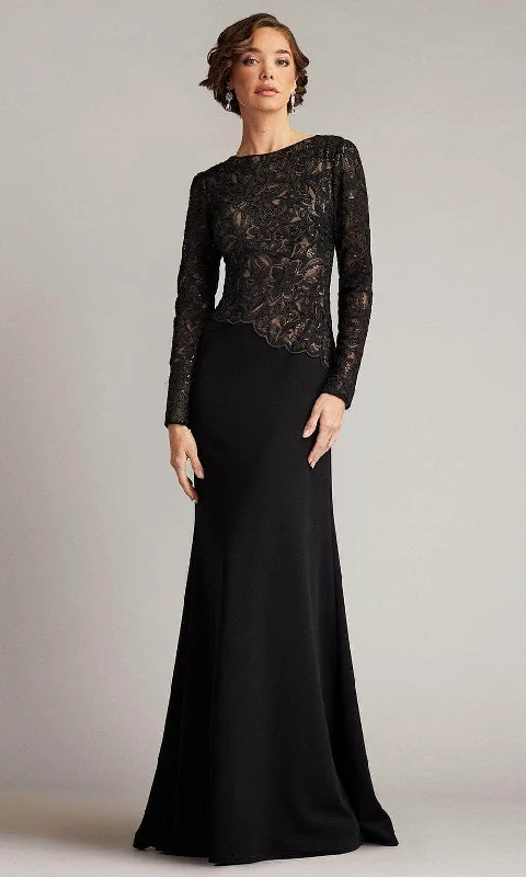 Women Clothing Tadashi Shoji CBI16206LXY - Long Sleeve Embroidered Gown