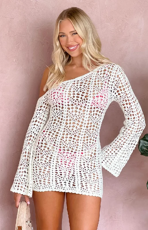 Free Spirited Fashion Riga White Long Sleeve Mini Dress