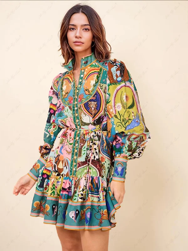 Fashion Forward, Function First Graffiti Casual Evergreen Charming Printing Mini Dress