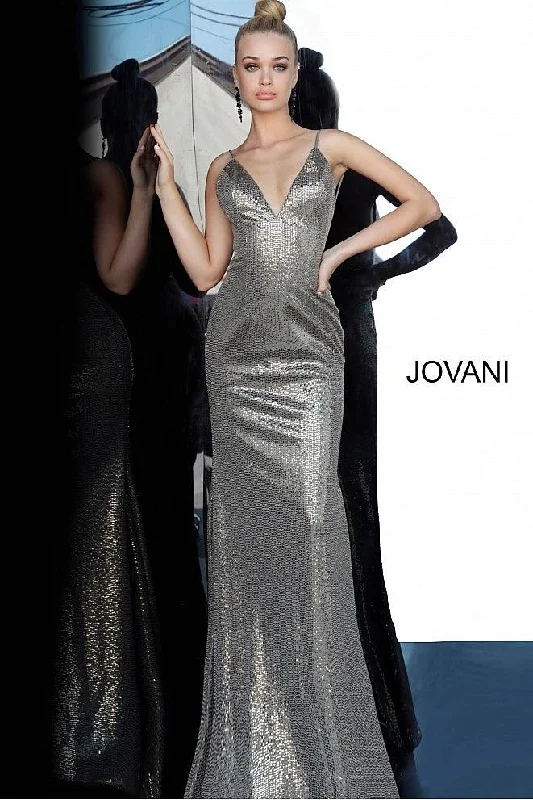 Women's Fashion Clothing Jovani 2811 Backless Metallic Prom Long Dress