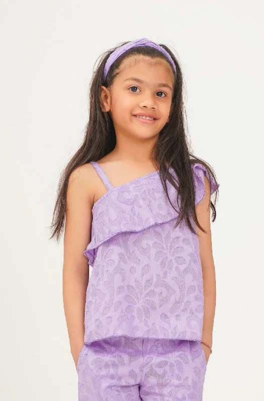 Women's Clothing Sale Girls Textured Cotton Lavender Summer Top