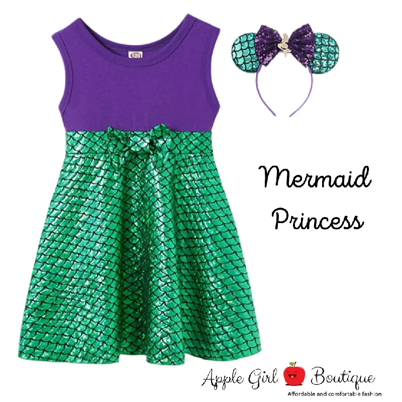 Women’s Stylish Outerwear Mermaid Princess Dress and Ears for Girls