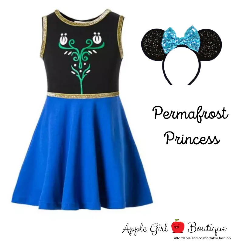 Sophisticated Women’s Fashion Permafrost Princess Dress and Ears for Girls