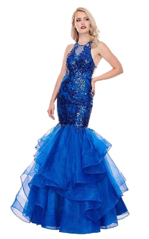 Women’s Street Style Casual Wear Rachel Allan Prom Long Halter Mermaid Dress 6582