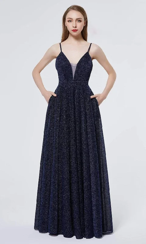 Women Wear Brands J'Adore Dresses - J19022 V Neck Glittered A-line Gown