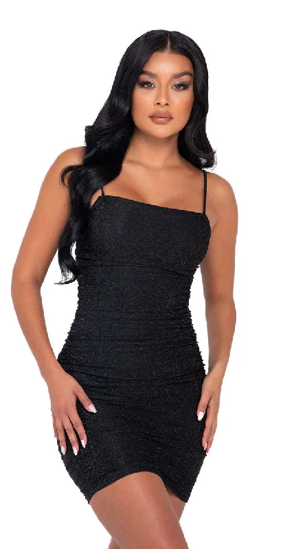 Woman Clothing Ruched Glitter Mini Dress