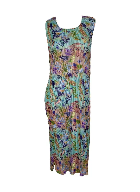 Sale On Clothing N240010 Floral Printed Sleeveless Pleats Dress *Last Piece