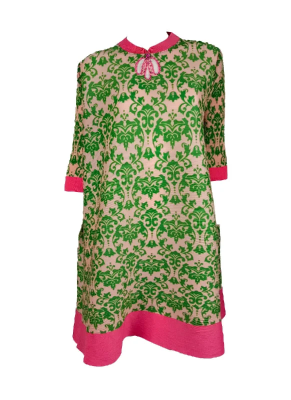 Flash Sale Online D240043 Retro Floral Printed Pleats Dress *Last Piece