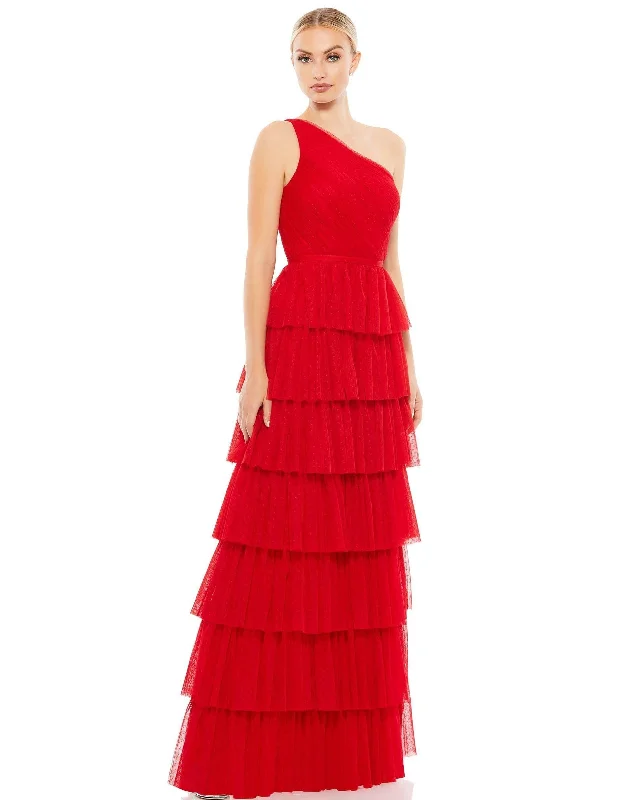 Flash Sale, Don't Miss Mac Duggal 49102 Long One Shoulder Tiered Dress