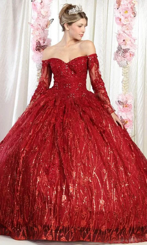 New Arrivals May Queen LK162 - Long Sleeve Sequin Prom Ballgown