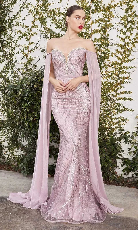 Online Clothing Boutiques Andrea and Leo - A1075 Cape Sleeve Beaded Mermaid Gown