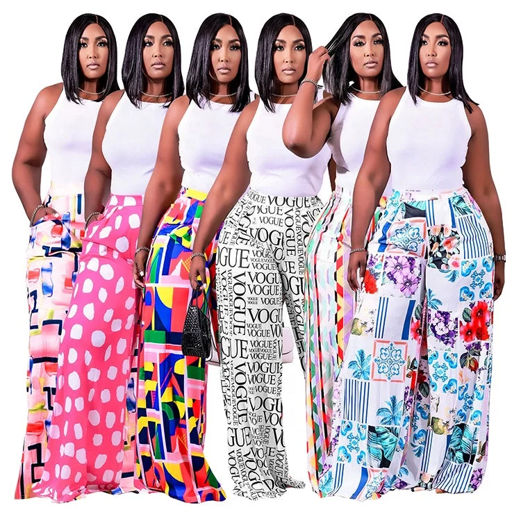 Imeless Style Wholesale Autumn New Style Beautifully Printed Fashion Casual Multicolor Wide Leg Girls' Casual Pants