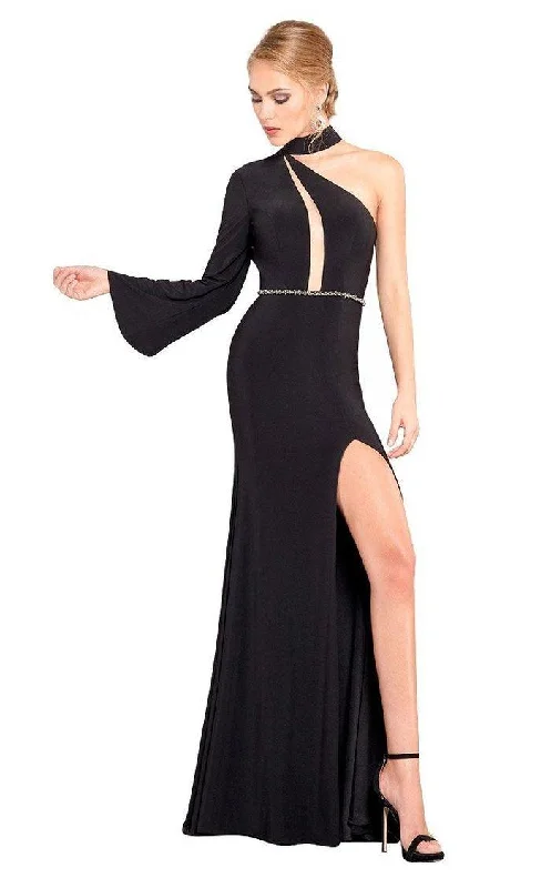 Rocker Chic Fashion Rachel Allan Formal One Shoulder Long Dress 8313