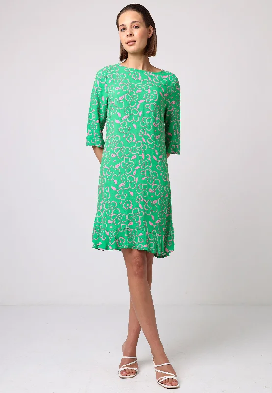 Clothing For Women Green Tunic With Pink Floral Details