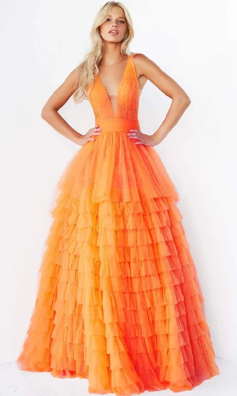 Unbeatable Prices Jovani - 07264 Shirr-Ornate Plus Size Prom Tulle Gown