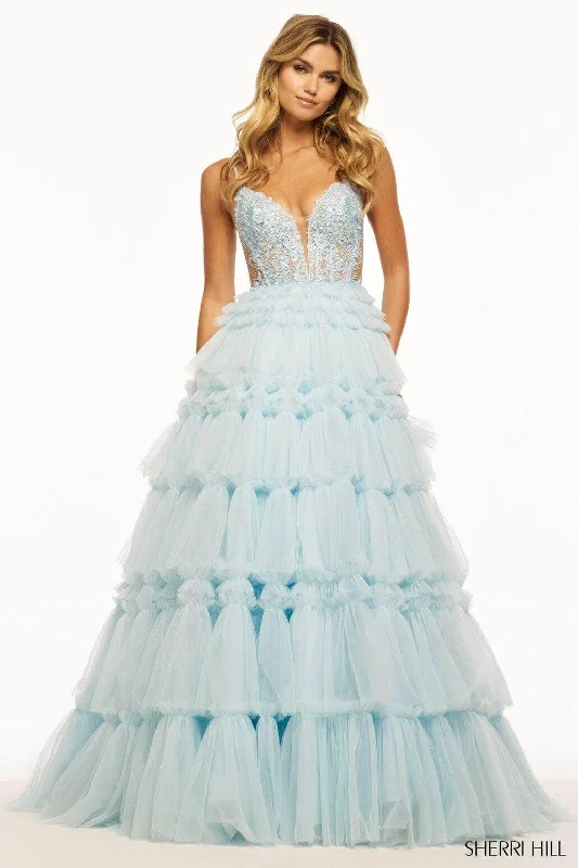 Unbeatable Deals Sherri Hill 56102 - Plunging Ruffle Gown