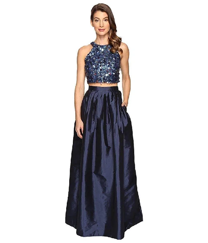 Must-Have Styles Adrianna Papell AP091922200 Two Piece Halter Prom Long Formal Dress