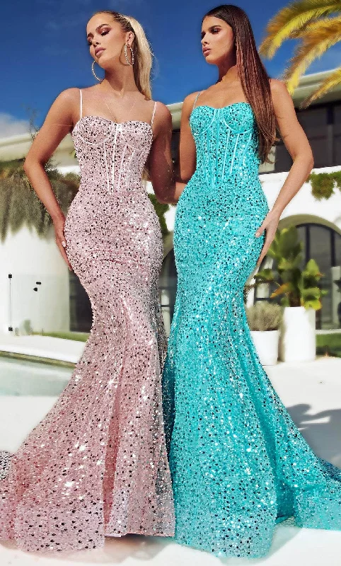 Flash Sales This Week Portia and Scarlett PS23061 - Corset Sequin Classic Prom Gown