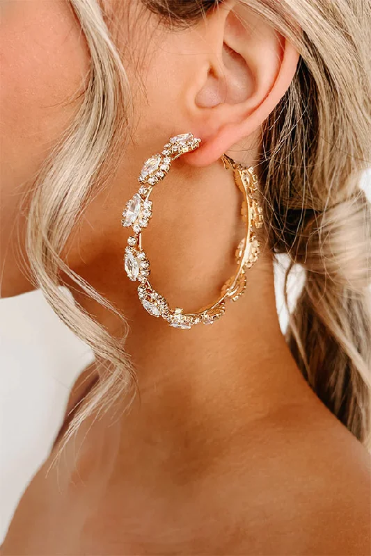 Bid Farewell To The Old Season Textured Rhinestone Hoop Earrings