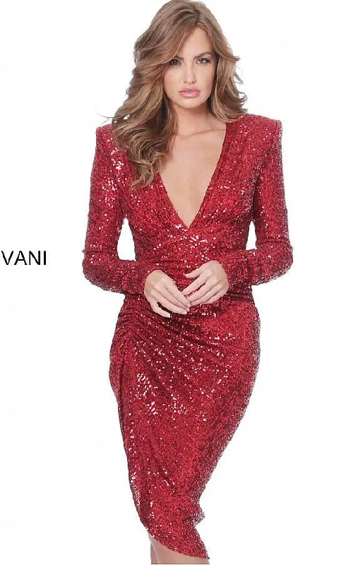 Chic Outfits Jovani 04257 Formal Long Sleeve Cocktail Dress