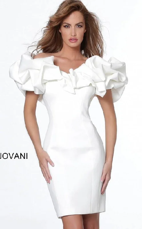 Chic Outfits Jovani 04367 Short Off the Shoulder Cocktail Dress