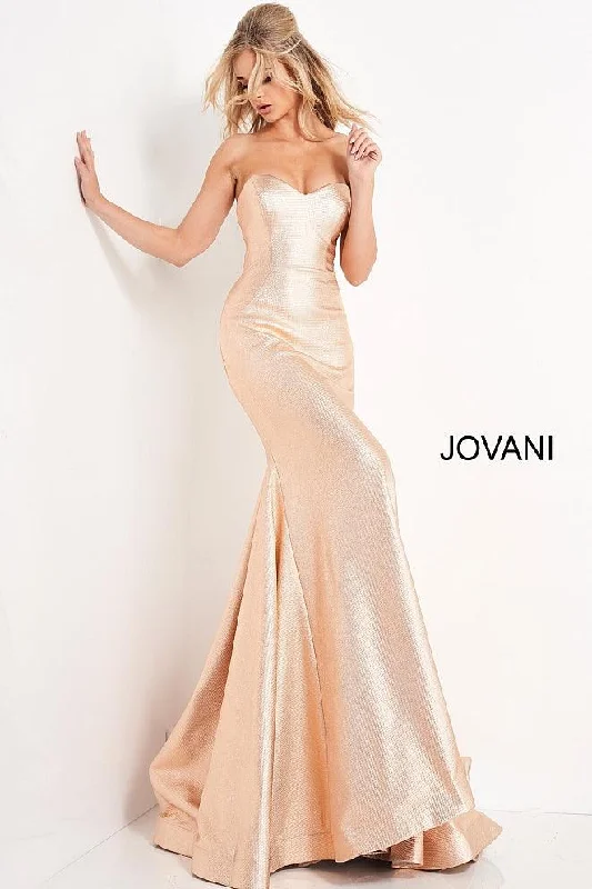 Trendy Fashion For Women Jovani 06427 Metallic Strapless Long Prom Dress