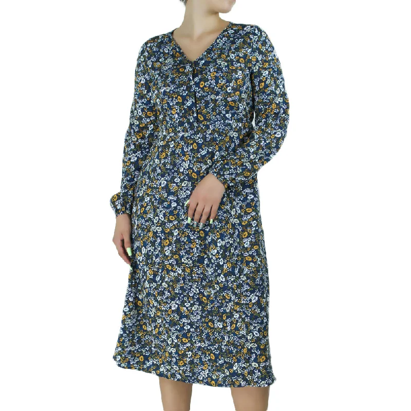 Unleash Your Style Women's Floral-Print Midi Dress,Navy