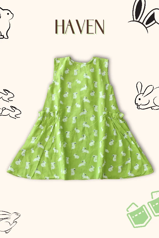 Clearance Sale Girls Haven Summer Cotton Dress with long pockets - Green