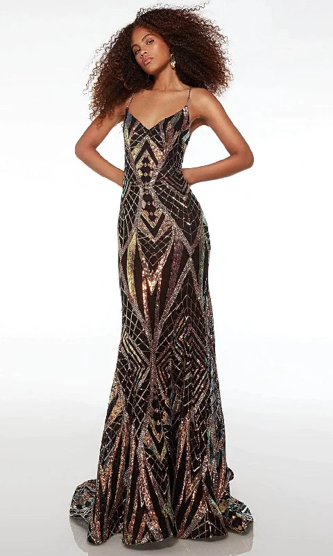 Stylish Savings Alyce Paris 61698 - Sequined Embroidered Lace-Up Back Prom Gown