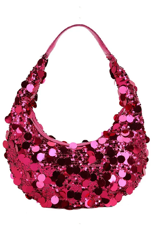 The Latest Fashion Trends Large Sequin Embellished Zipper Shoulder Bag