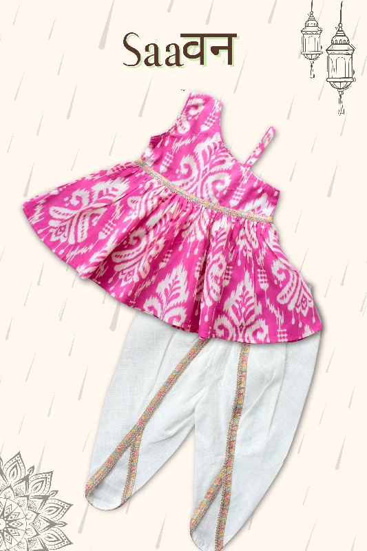 Outfits For Women Girls Saavan Pure Cotton Ethnic Clothing set - Pink Ikkat print