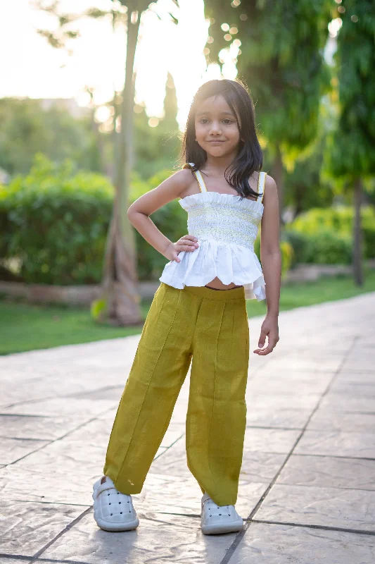 Women Apparel Girls Hawai Smocked Crop Top & Pleated Pants