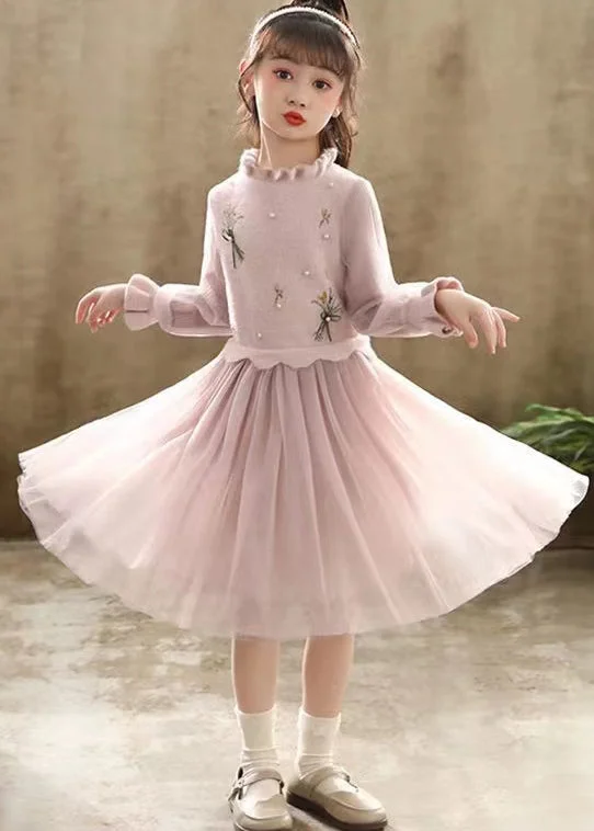 Women’s Clothing for Every Occasion Pink Patchwork Tulle Kids Girls Princess Dress Ruffled Nail Bead Fall