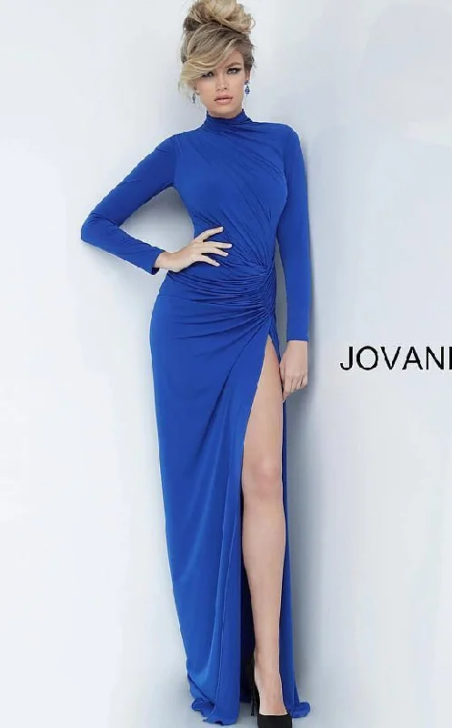 Limited Styles Jovani 1706 Long Sleeve High Slit Evening Dress