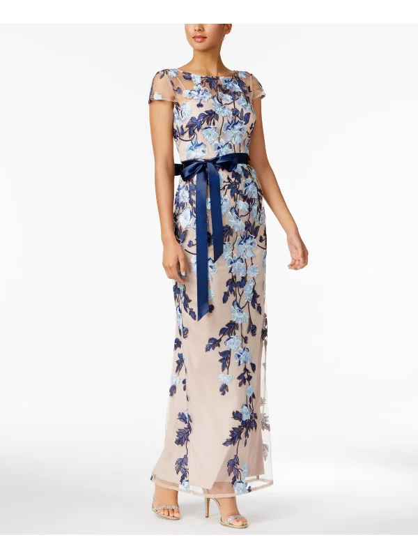 Gorgeous Glamour Collection 6 - adrianna papell champagne & blue floral gown