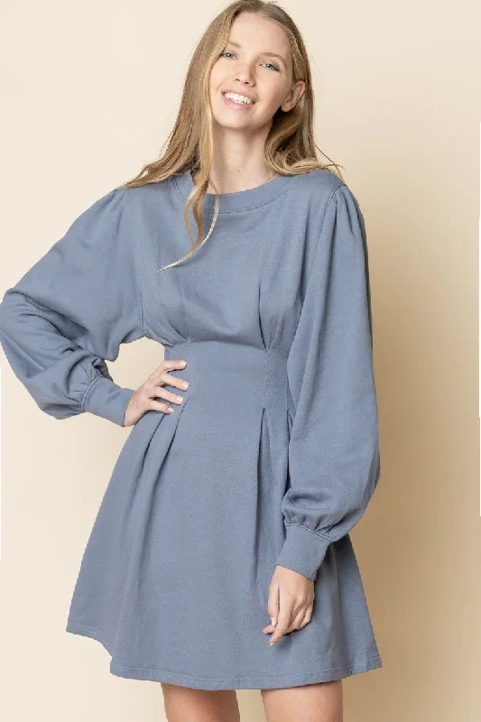 Shop Our Looks DUTCH BLUE CUFF LONG SLEEVES PINTUCK MINI DRESS MDR8700