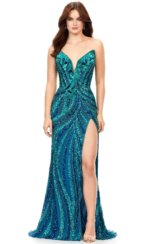 Sale On Sale Ashley Lauren 11236 - Sequin High Slit Prom Gown