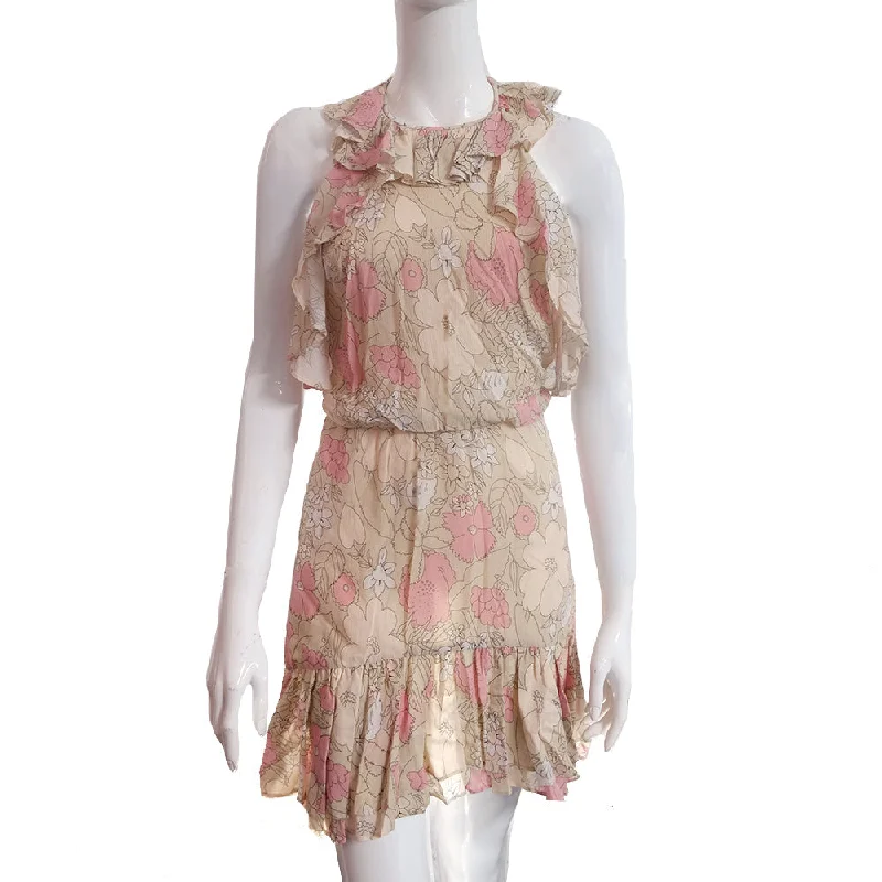 Stylish Basics Women's Floral Casual Dress,Nude