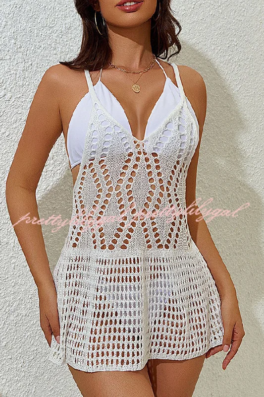 Stylish Savings Sexy Backless Camisole Knitted Beach Cover Up Mini Dress