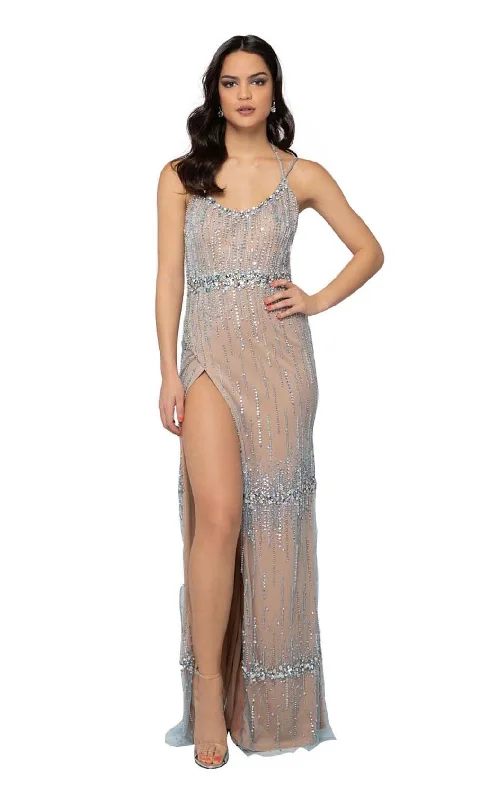 Clearance Event Terani Couture - 1912P8222 Beaded Scoop Gown with Slit