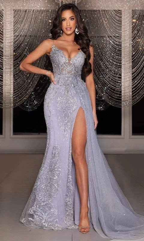 Casual Fashion for Women Portia and Scarlett - PS22125 Embroidered Plunging Sweetheart Gown