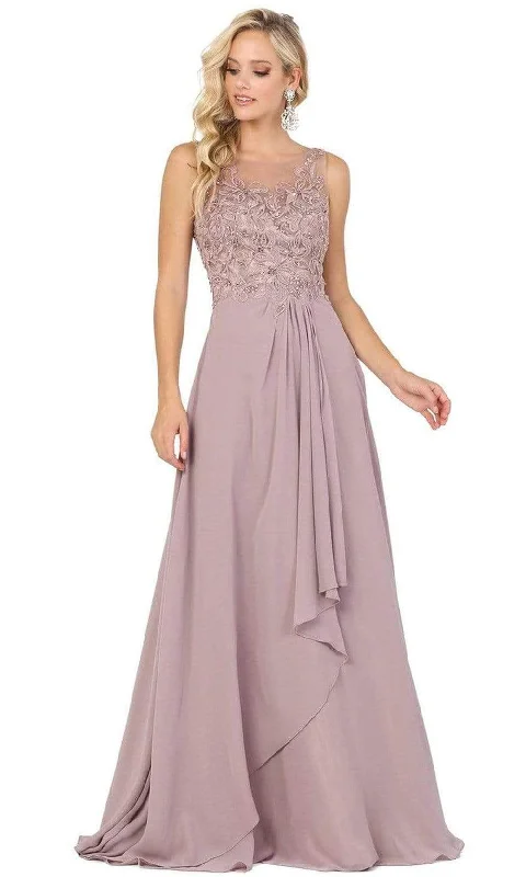 Elegant Women’s Fashion Dancing Queen - 2953 Embroidered Sleeveless Bodice A-Line Gown - 1 pc Mocha In Size L Available