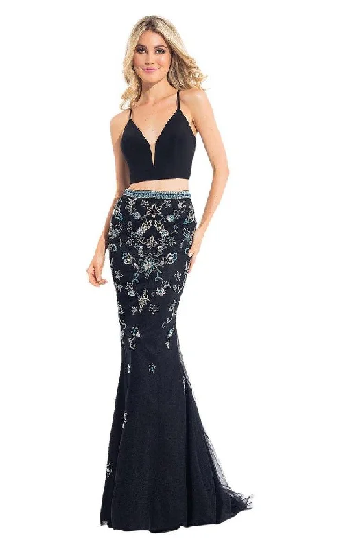 Modern Casual Clothing Rachel Allan Prom Two Piece Floral Beaded Gown 6042