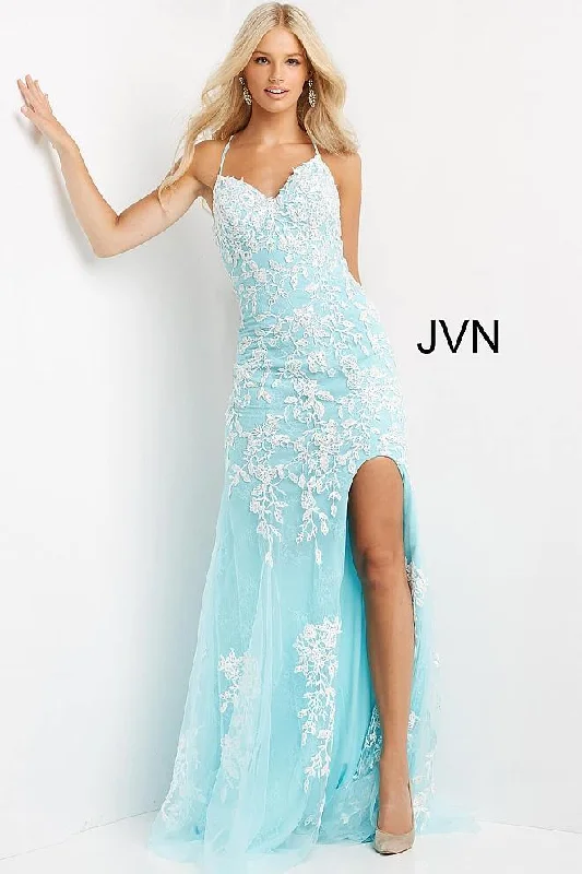 Premium Style Jovani 06660 Prom Long High Slit Embroidered Dress