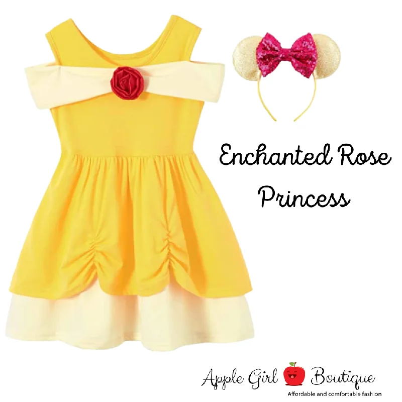 Fashionable Tops for Women Enchanted Rose Princess Dress and Ears for Girls